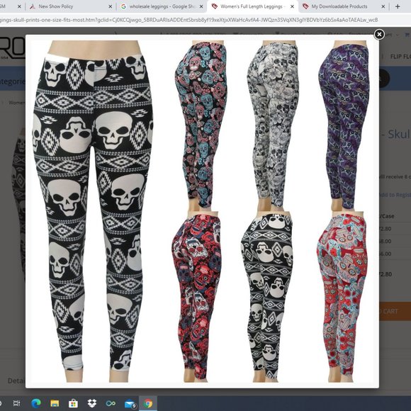 Red Pink Blue Hearts Skulls Halloween Women's Leggings OSFM - Picture 2 of 4